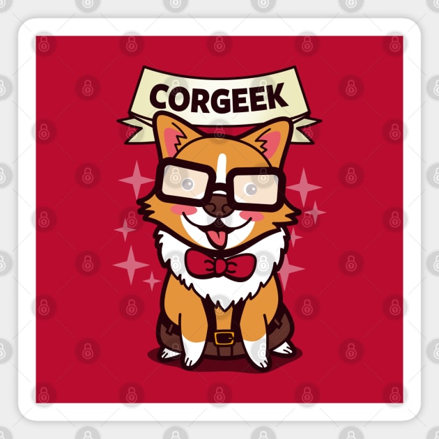 Funny Cute Kawaii Geek Corgi Dog Cartoon For Dog Lovers Magnet by BoggsNicolas